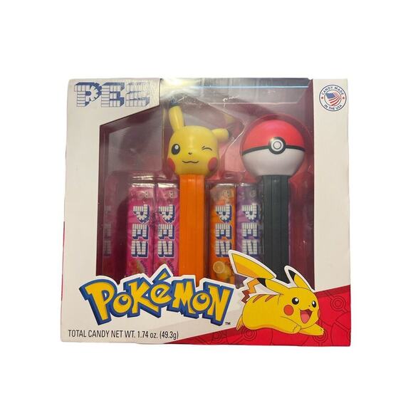 Pokemon Pikachu + Poke Ball 2 Pack Pez Dispenser & Candy Gift Set New Sealed Box - Picture 1 of 4